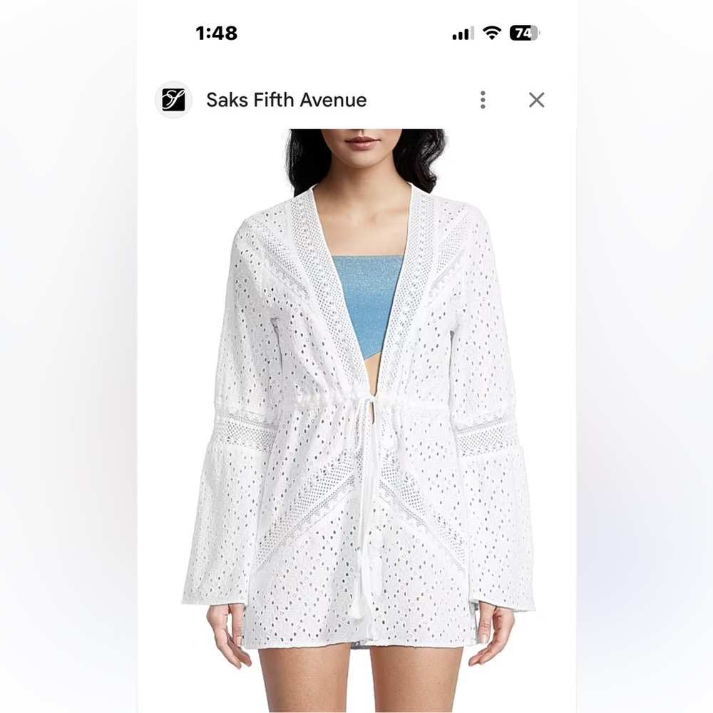 Ramy Brook White Crochet Swim Coverup